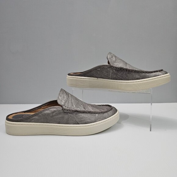 Sofft Somers Moc Mule Sneaker Womens 11 Metallic Gray Leather Casual Slip On - Picture 3 of 13